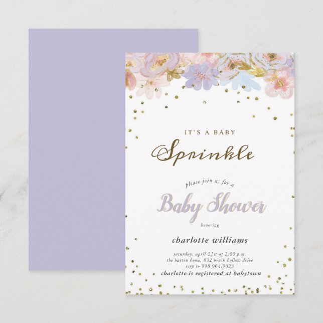 Cute Rainbow Sprinkles Baby Sprinkle Shower Invitation (Front/Back)
