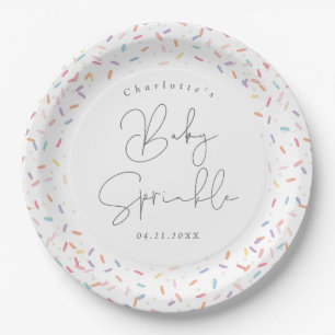 Cute Rainbow Sprinkles Baby Sprinkle Shower Paper Plate