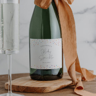 Cute Rainbow Sprinkles Baby Sprinkle Shower Sparkling Wine Label