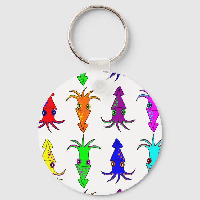 Cute Rainbow Squid Key Ring (Front)