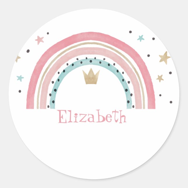 Cute Rainbow Stars  Classic Round Sticker (Front)