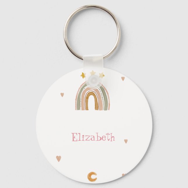 Cute Rainbow Stars Hearts  Key Ring (Front)