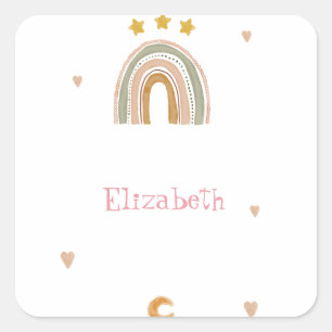 Cute Rainbow Stars Hearts Square Sticker