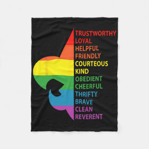 Cute Rainbow Style Scouting Law  Fleece Blanket