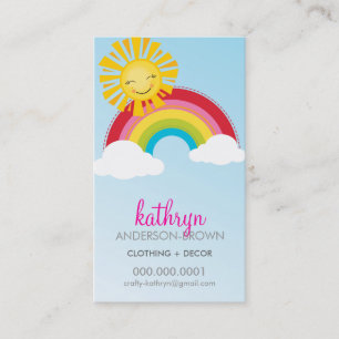 CUTE RAINBOW + SUN LOGO colourful bright bold sky Business Card