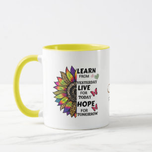 Cute Rainbow Sunflower Inspiring Quotes Name  Mug