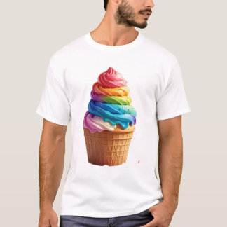 Cute Rainbow Swirl Ice Cream Waffle Cup T-Shirt