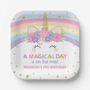 Cute Rainbow Unicorn 1st 2nd Birthday Party Budget Paper Plate