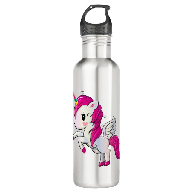 Cute rainbow unicorn 710 ml water bottle (Front)