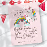 Cute Rainbow Unicorn And Sparkles Birthday Invitation Postcard<br><div class="desc">Available here:
http://www.zazzle.com/selectpartysupplies</div>