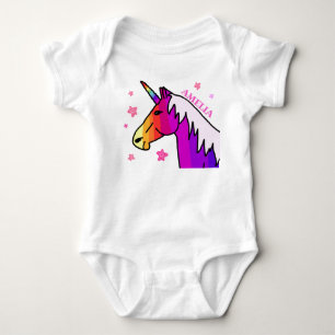 Cute Rainbow Unicorn Baby Girl Bodysuit