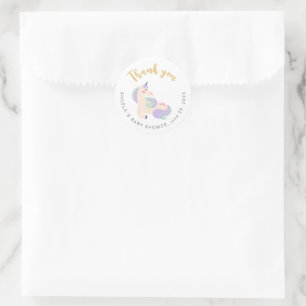 Cute Rainbow Unicorn Baby Shower Thank You Classic Round Sticker