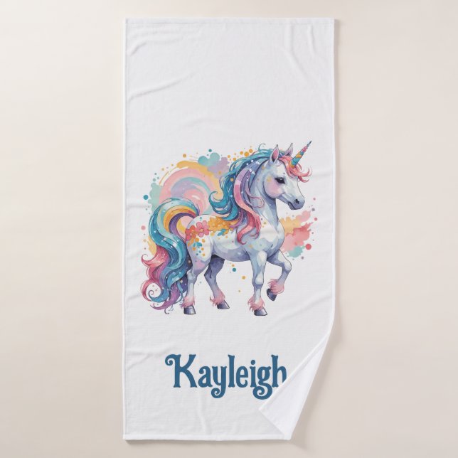 Cute Rainbow Unicorn Bath Towel Set (Bath Towel)