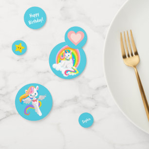 Cute Rainbow Unicorn Birthday Confetti