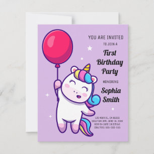 Cute Rainbow Unicorn Birthday Party