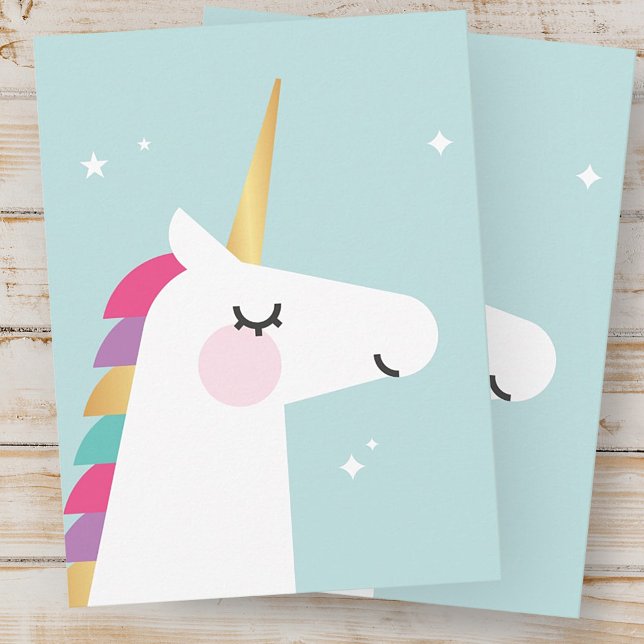 Cute Rainbow Unicorn Birthday Party Invitation Postcard (Creator Uploaded)