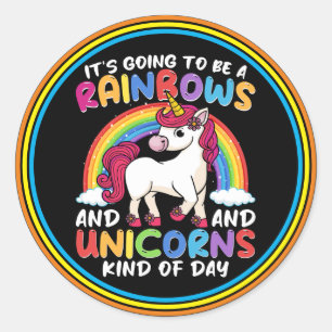 Cute Rainbow Unicorn Cool Birthday Present Funny Classic Round Sticker
