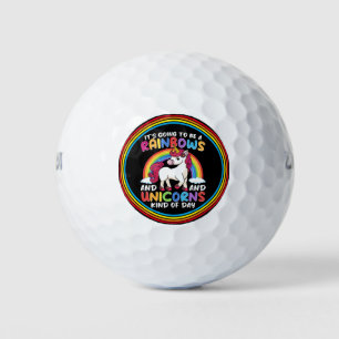 Cute Rainbow Unicorn Cool Birthday Present Funny Golf Balls