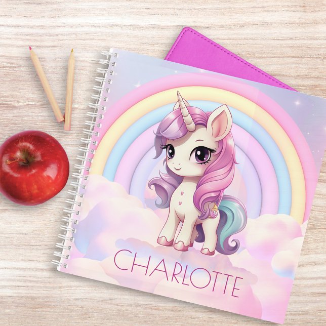 Cute Rainbow Unicorn Custom Back to School Notebook (Creator Uploaded)