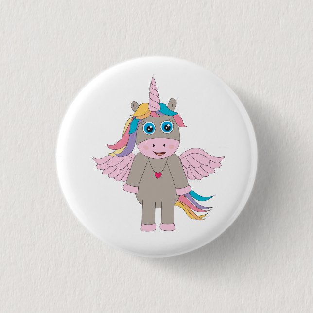 Cute Rainbow Unicorn Design 3 Cm Round Badge (Front)