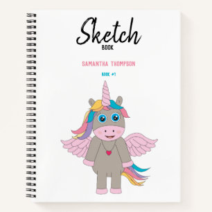 Cute Rainbow Unicorn Design Girl Sketchbook Notebook