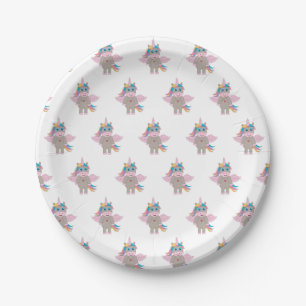 Cute Rainbow Unicorn Design Paper Plate