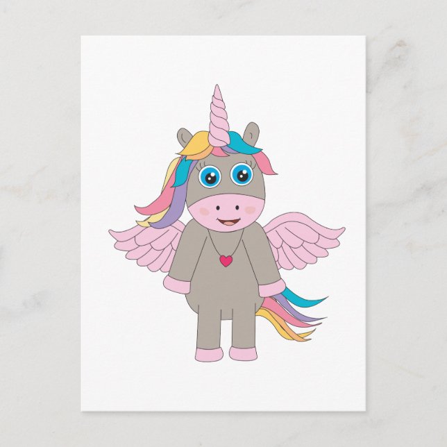 Cute Rainbow Unicorn Design Postcard (Front)