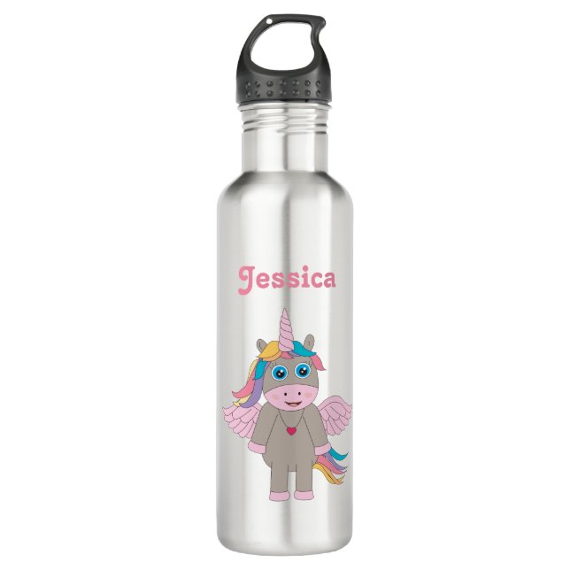 Cute Rainbow Unicorn Design School 710 Ml Water Bottle (Front)