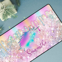 Cute Rainbow unicorn faux Glitter stars monogram
