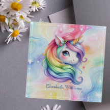 Cute Rainbow Unicorn for Girls with Custom Name