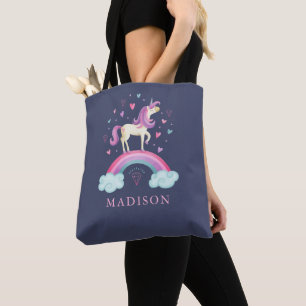 Cute Rainbow Unicorn Girl Tote Bag