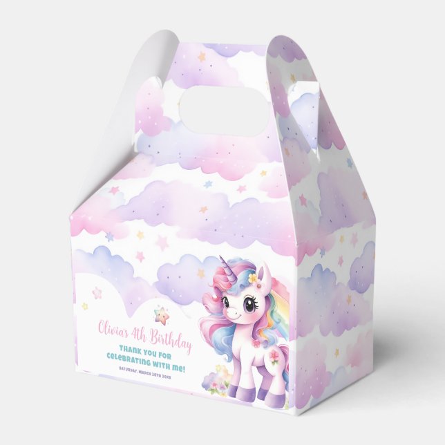 Cute Rainbow Unicorn Magical Birthday Favour Box (Front Side)