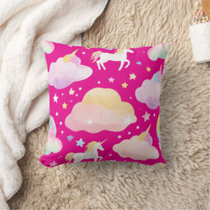Cute rainbow unicorn magical girly birthday kids cushion