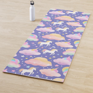 Cute rainbow unicorn magical girly birthday kids yoga mat