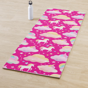 Cute rainbow unicorn magical girly birthday kids yoga mat