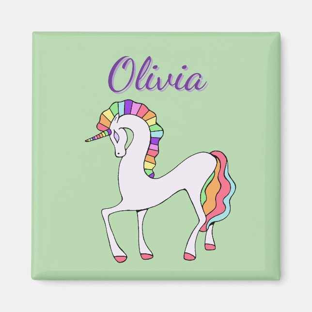 Cute Rainbow Unicorn  Magnet (Front)