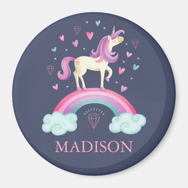 Cute Rainbow Unicorn Magnet (Front)