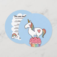 Cute Rainbow Unicorn on Birthday Cupcake