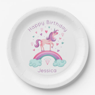 Cute Rainbow Unicorn Paper Plate