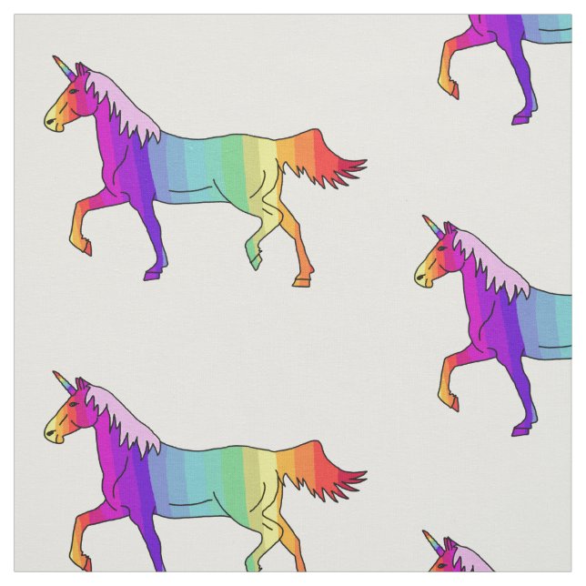 Cute Rainbow Unicorn Pattern Girly Fabric (Swatch)