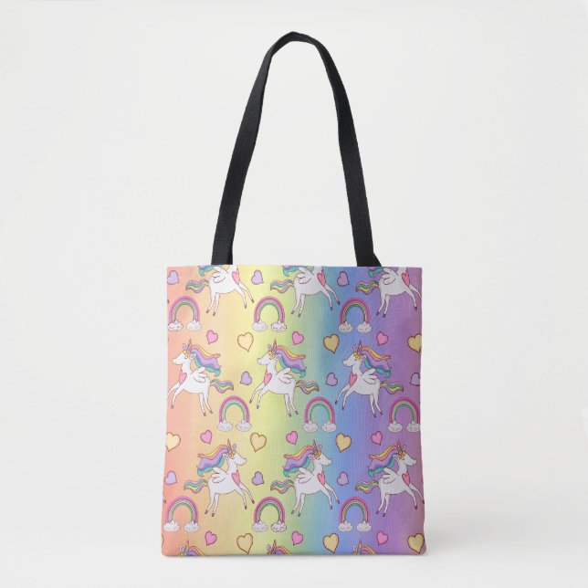 Cute Rainbow Unicorn Pattern Kids  Tote Bag (Front)
