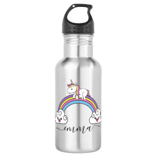 Cute Rainbow Unicorn Personalised Name 532 Ml Water Bottle