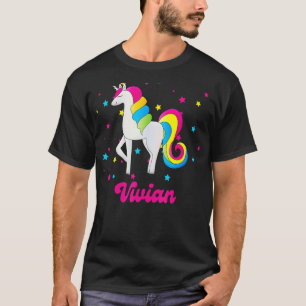 Cute Rainbow Unicorn Pink and Blue Personalised Vi T-Shirt