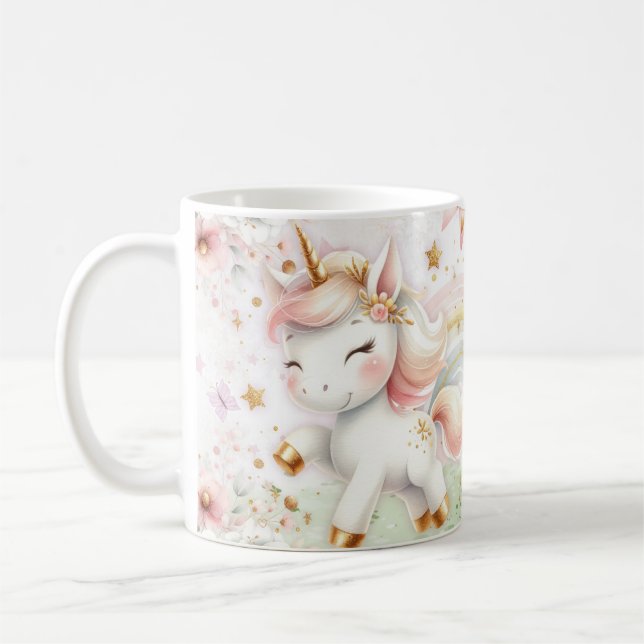  Cute Rainbow Unicorn Porcelain Mug (Left)