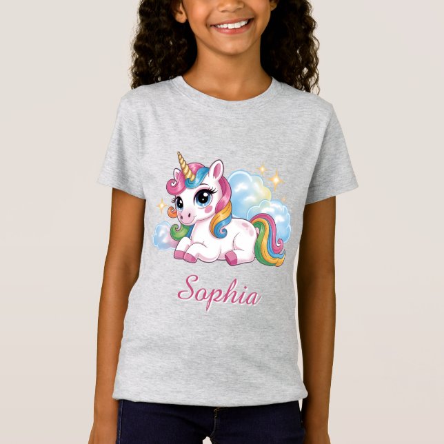 Cute Rainbow Unicorn T-Shirt (Front)