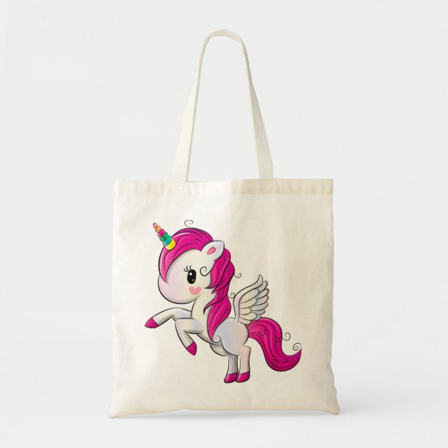Cute rainbow unicorn tote bag (Front)