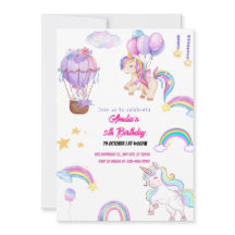 Cute Rainbow Unicorn  Whimsical Girl Party Pink