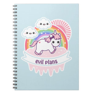 Cute Rainbow Unicorn with Clouds Notebook