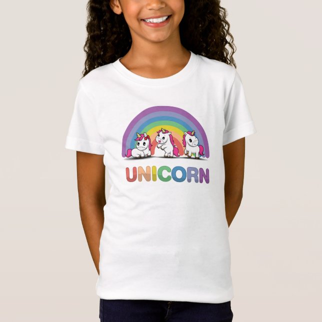 Cute Rainbow Unicorns T-Shirt (Front)