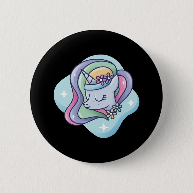 Cute Rainbow Unicorny 6 Cm Round Badge (Front)